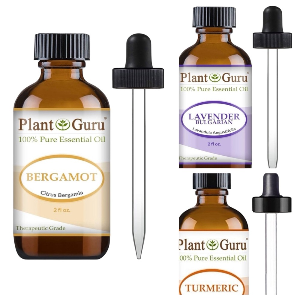 Lot of 3 Plant Guru 2oz Essential‎ Oils: Lavender, Tumeric, Bergamont, All New